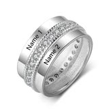 Fashion Personalized Engraved Name Rings for Women Customized Anniversary Engagement Ring with Cubic Zirconia Jewelry Gifts